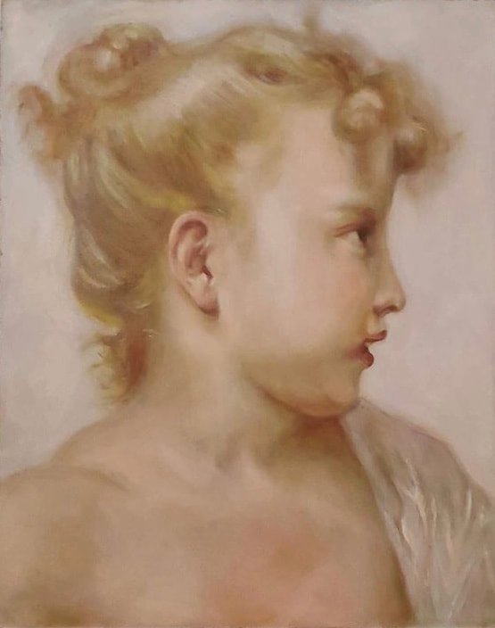 Bouguereau portrait of a child student copy