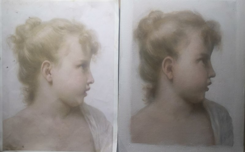 Bouguereau portrait of a child grisaille