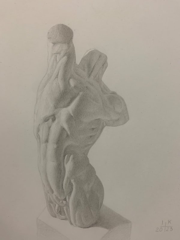 Male torso, study after a sculpture