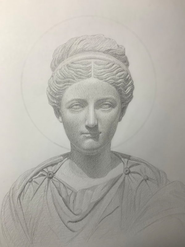 Drawing of a Roman sculpture