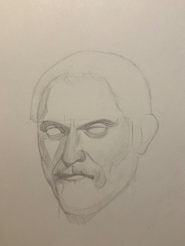 Study of a Roman sculpture, first phase