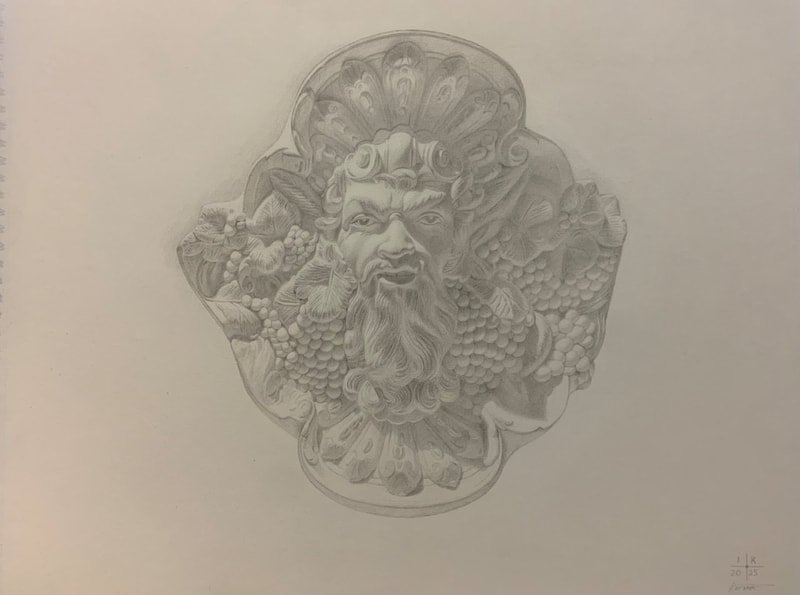 Satyr, drawing of the bas relief