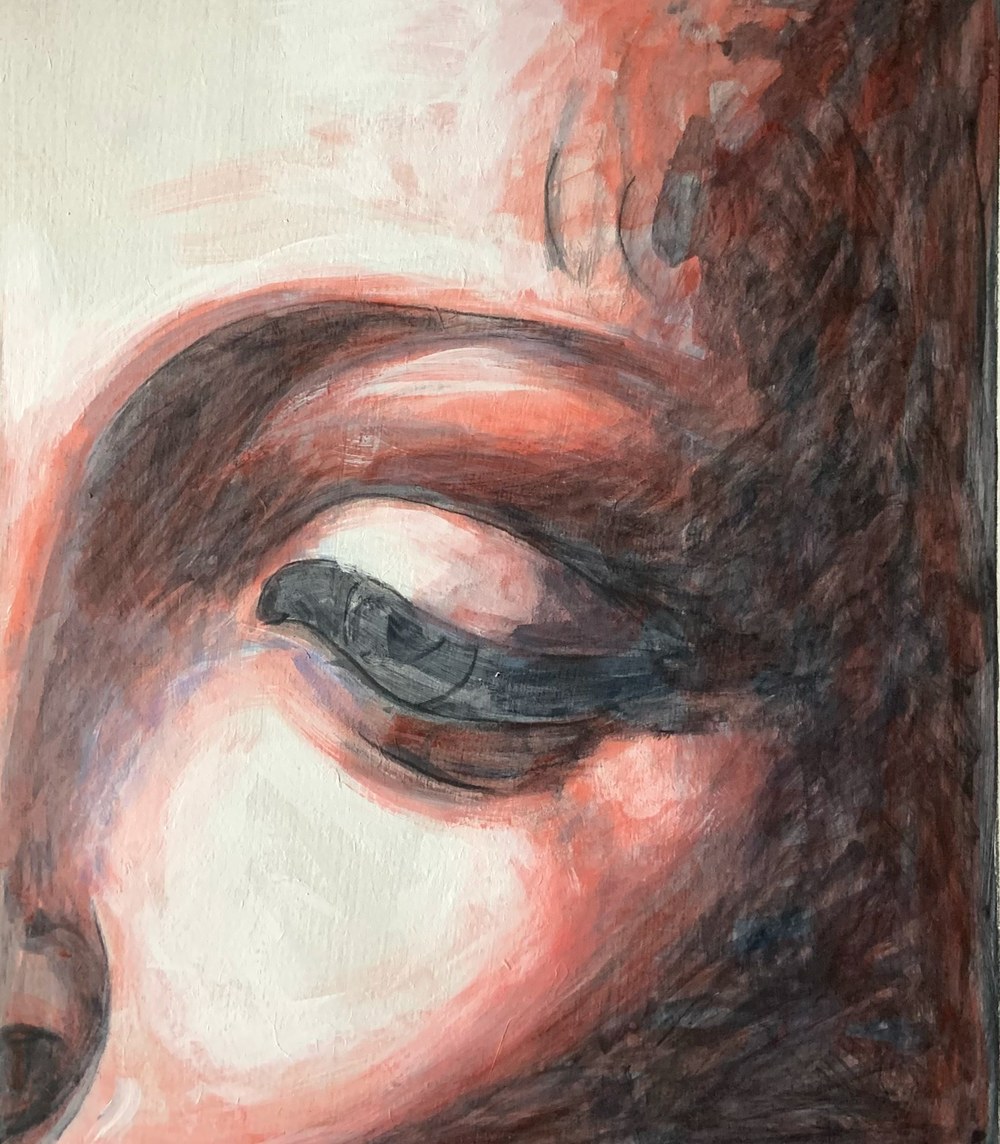 Eye study step 2, warm underpainting layer