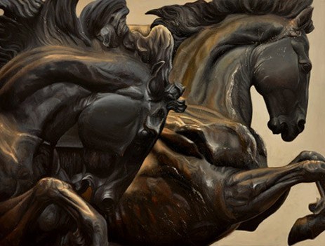 Francine Filion — Fontaine, oil painting of horses, 2010