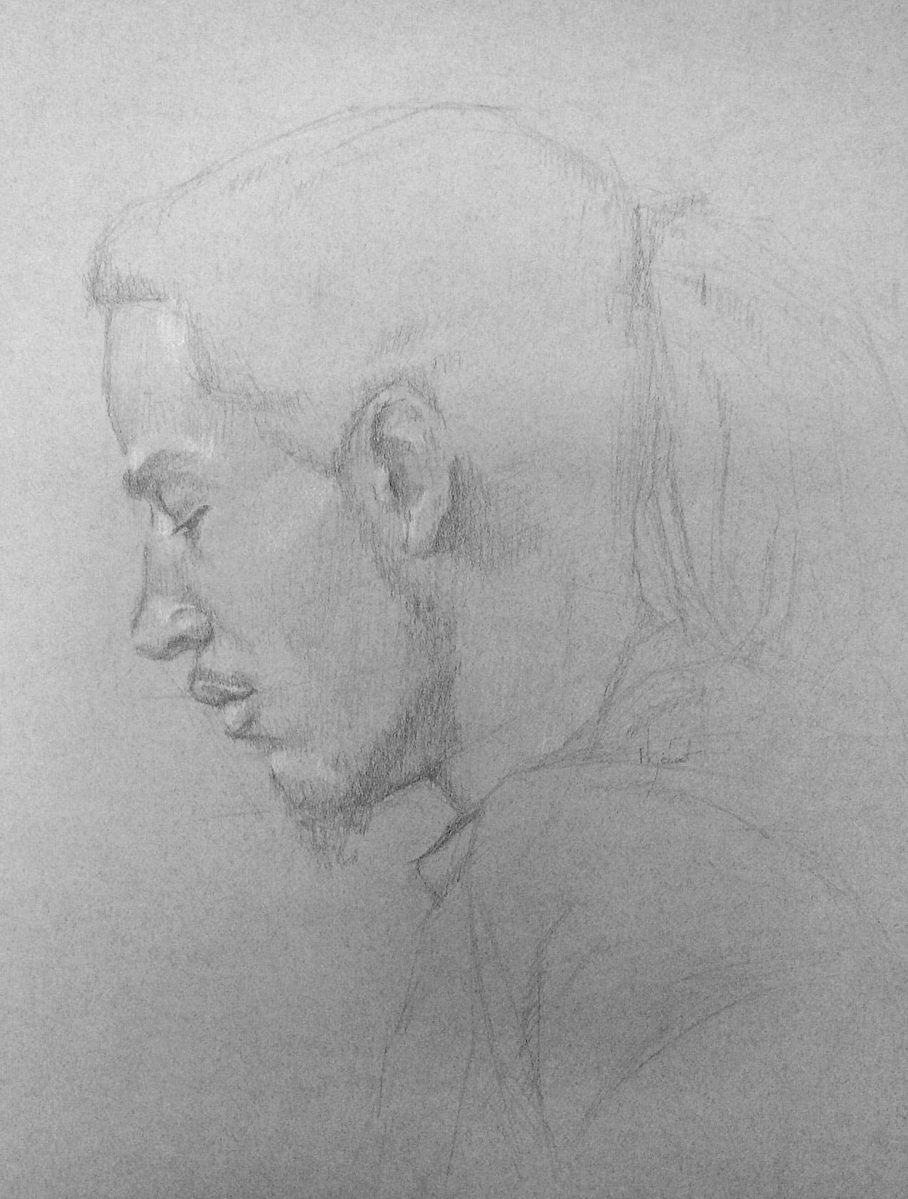 Marie-Annebelle Hébert — graphite profile portrait sketch
