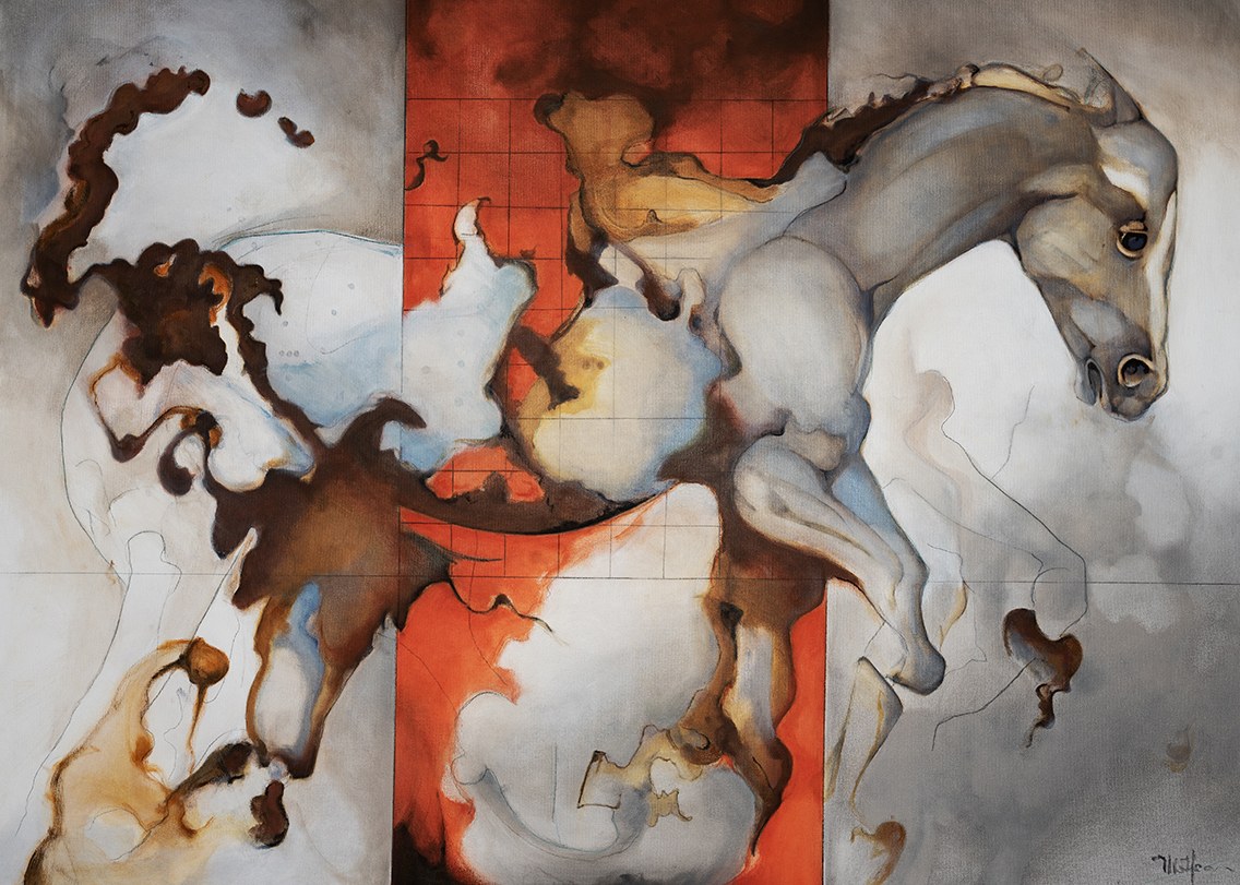 Marc St. Jean — Caballo que duda, contemporary oil painting, 2024