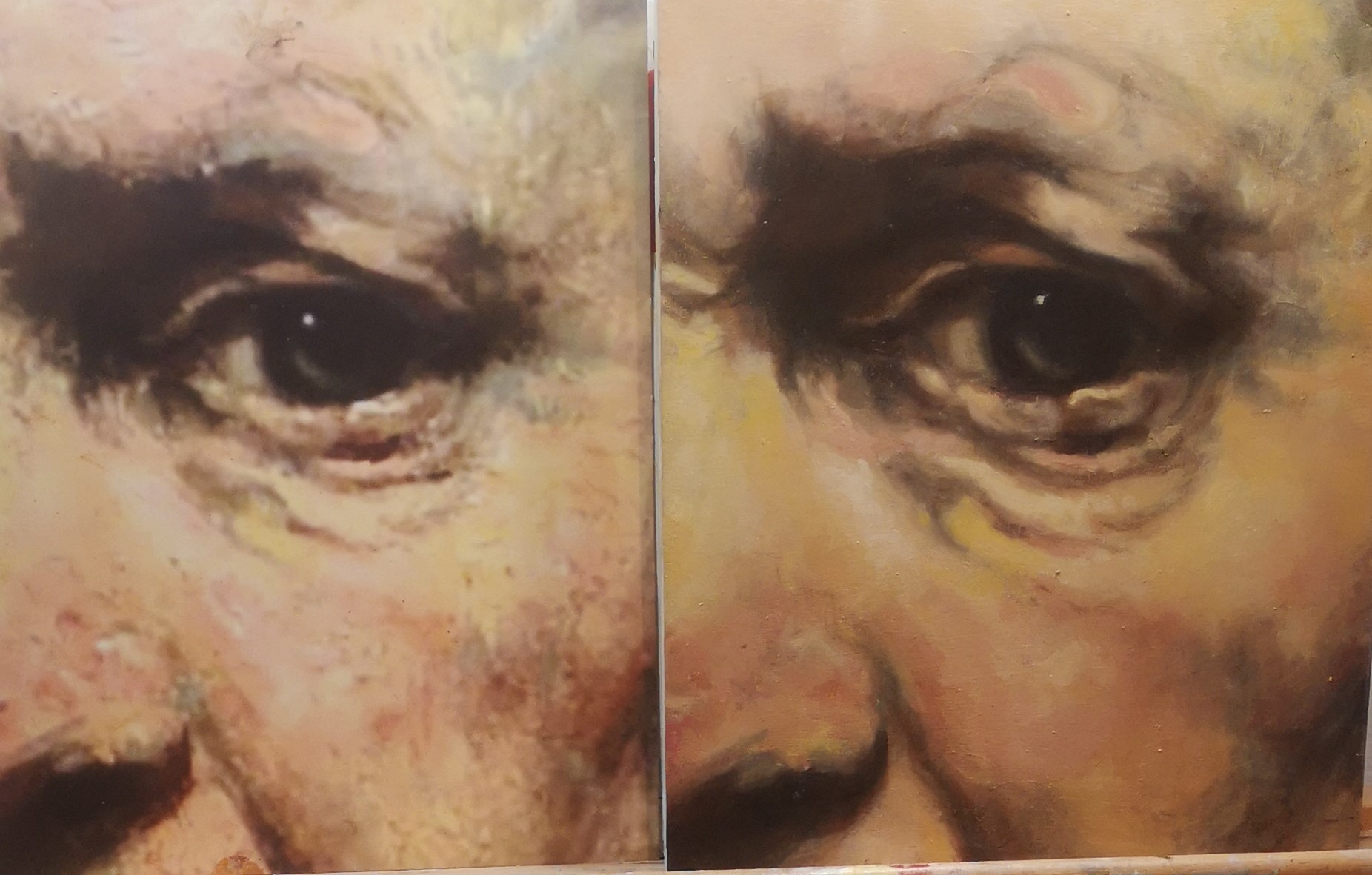 Rembrandt eye detail original and student copy